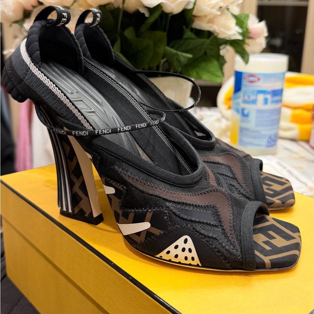 Fendi FF freedom patchwork sandal heels 41